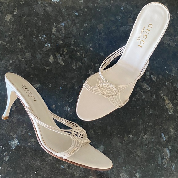 white leather kitten heels